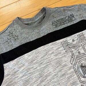 American Fighter Tee Shirt Mens Sz S Gray Color block Short Sleeve Double Sided